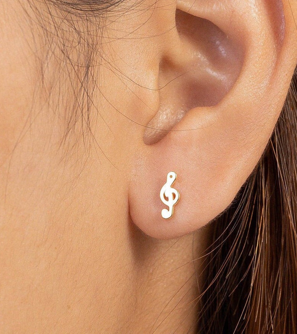 Music Note Stud Earrings, Treble Clef Earrings, Gift For Musician, Tiny Stud Earrings